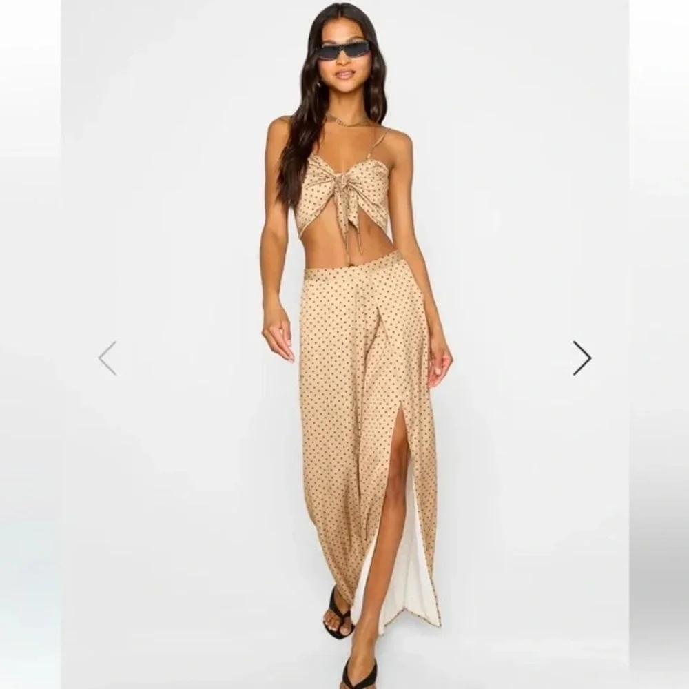 BEACH BUNNY SET Leopard Print Ramsey Slit Leg Wide Pant + Eastyn Tie Tank Top SM - Picture 16 of 16